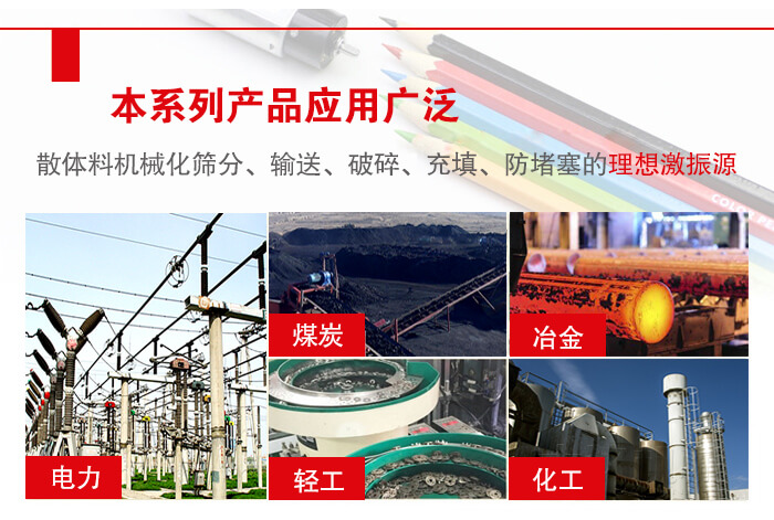 yzs振動(dòng)電機(jī)多用于物料的篩分，輸送（短距離），破碎，充填等作用。